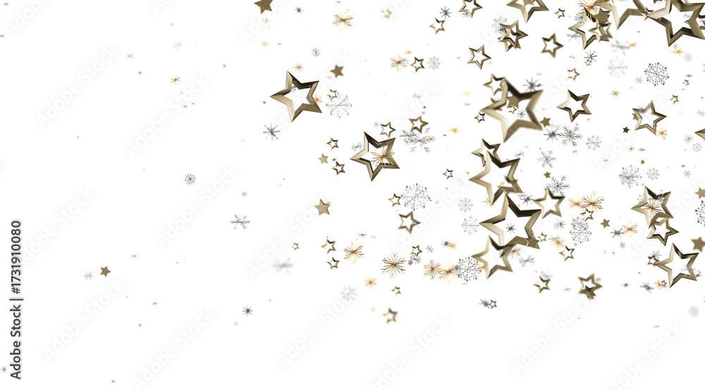 Fototapeta premium Elegant winter design with gold stars and snowflakes. Perfect for holidays, celebrations, and winter themes.