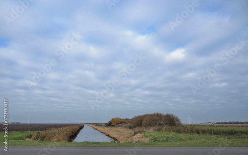Rural landscape with a house. Beautiful natural flyer, card design. Nature Template for presentation or product