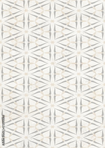 Geometric pattern with repeating star-like shapes in neutral tones