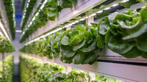 Wallpaper Mural Vertical hydroponic lettuce farm showcasing controlled environment agriculture. Torontodigital.ca