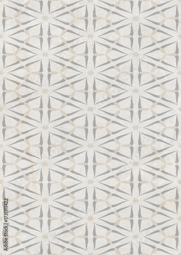 Geometric pattern with repeating star-like shapes in neutral tones