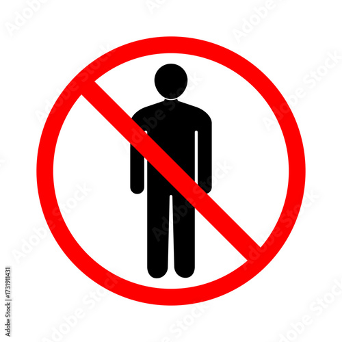 No Entry Person Forbidden Sign, Man Prohibited Area Icon, Do Not Enter Safety Symbol