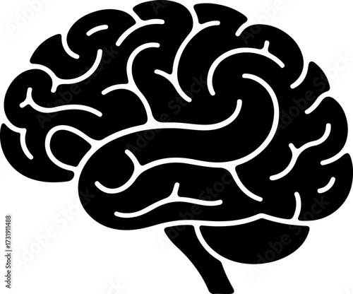 brain black silhouette vector illustration