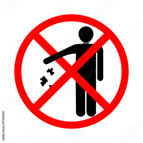 Keep Clean Symbol, No Littering Sign, Do Not Litter Icon, No Trash Symbol, Littering Prohibited