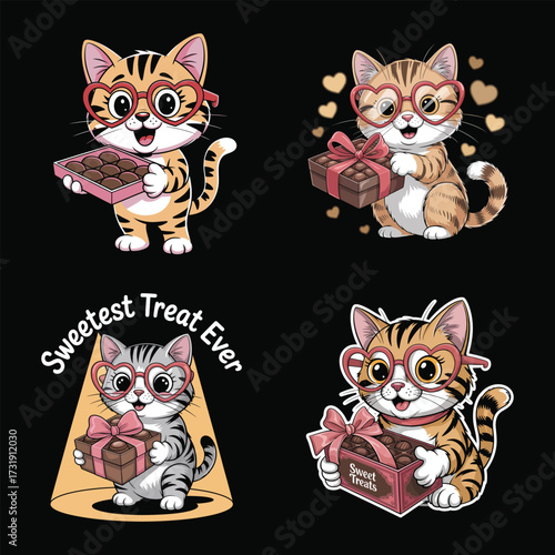 Cute cats holding chocolates kitten candy