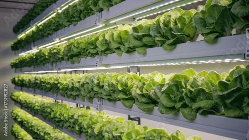 Wallpaper Mural Vertical hydroponic lettuce farm featuring layered grow trays. Torontodigital.ca
