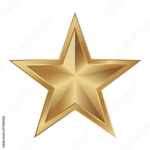 A gold 3D star icon on a white background.