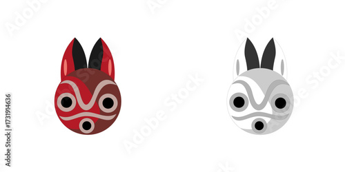 abstract circle mask and two ears on top isolated graphic design logo