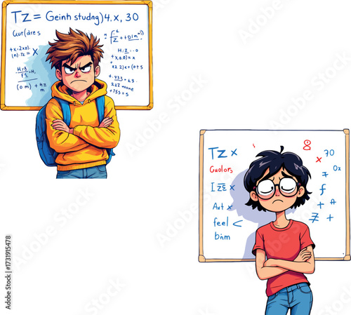 Vsai students having difficulty with math problems on whiteboard