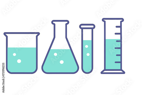 Laboratory glassware with bubbling liquid for scientific experiments and chemical analysis in a research setting