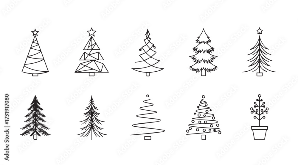 Obraz premium set of christmas trees