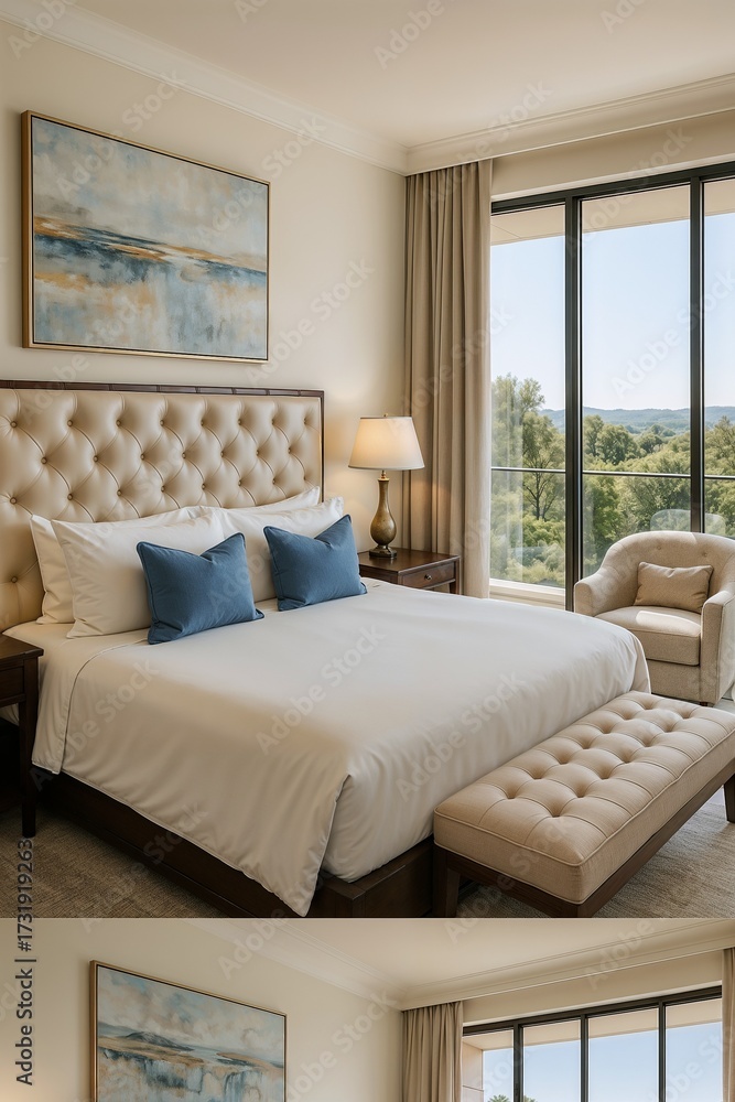 Fototapeta premium Spacious Luxury Bedroom Suite with Modern Design