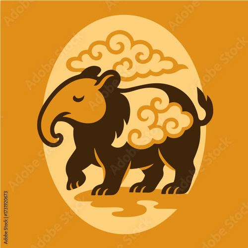 Baku Dream Eater — Japanese Mythical Tapir with Clouds