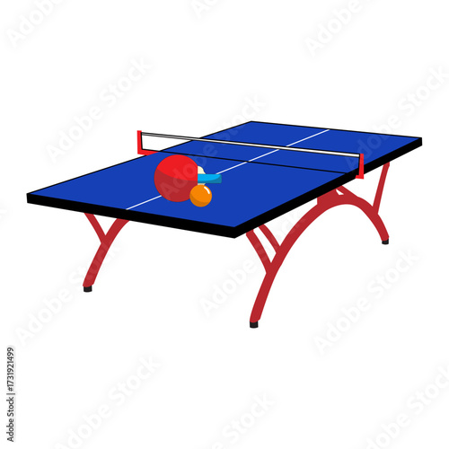 An isolated, brown, wooden ping pong table with a ball on a tennis court, a piece of leisure furniture for a home interior design illustration