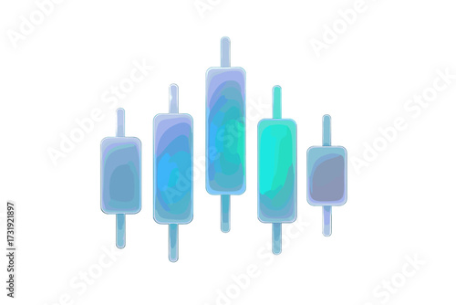 Abstract financial candlestick chart elements for stock market analysis and trading data visualization of investment trends and economic indicators