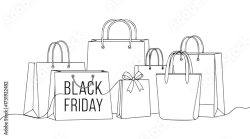 set of black friday shopping bags