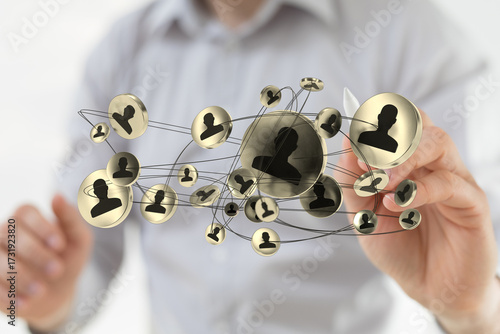 Quadro em tela Conceptual illustration highlighting digital connections in social networks