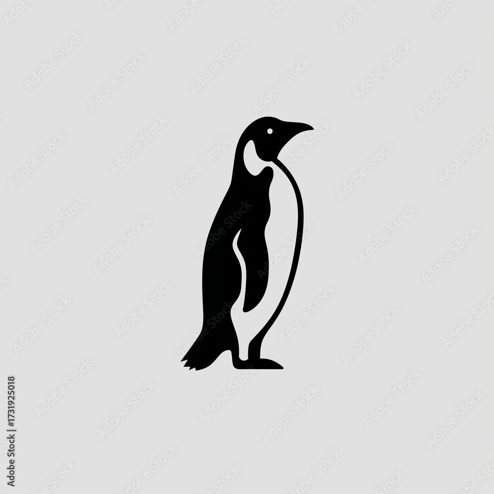 Naklejka premium Minimal Black and White Vector Icon of a Penguin in Modern Simple Style