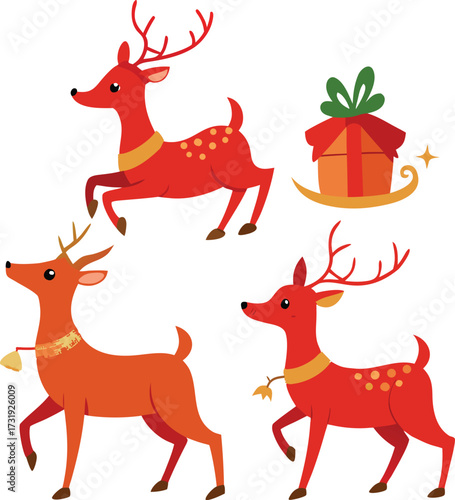 set of christmas reindeer