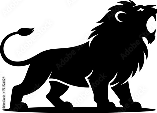 hungry lion silhouette vector illustration