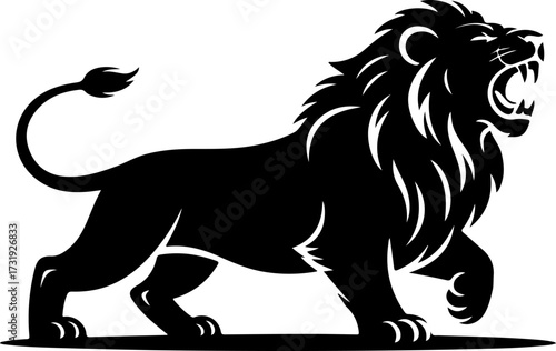hungry lion silhouette vector illustration
