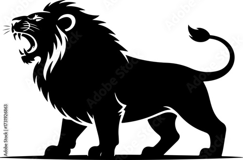 hungry lion silhouette vector illustration