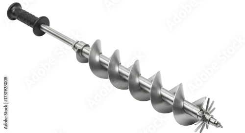 Metal garden auger with handle isolated PNG with Transparent Background