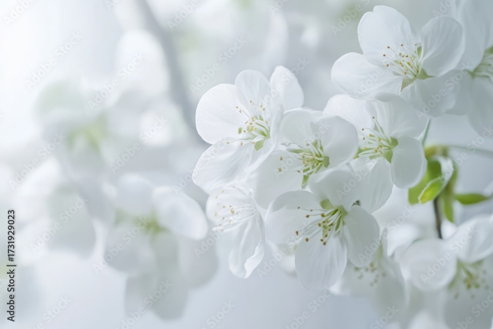 Fototapeta premium White flowers blooming on a delicate branch in spring