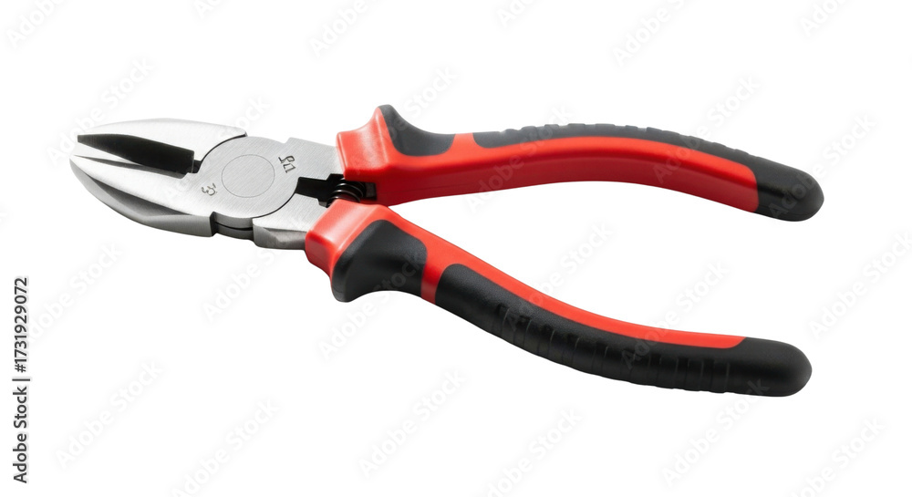 Obraz premium Cutting pliers with red and black handles isolated PNG with Transparent Background