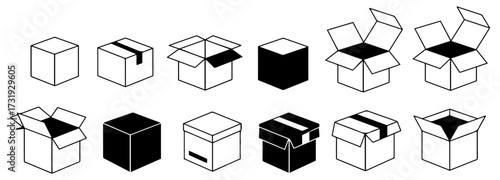 box and carton delivery icon set collection