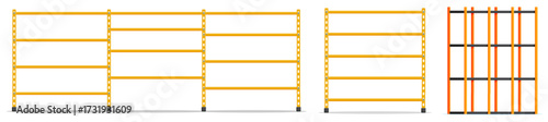 Empty warehouse racking shelf illustration. Storage rack for warehouse, factory, supermarket. Concept of logistics and organization.