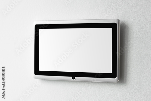Home automation panel monitor png mockup on a wall