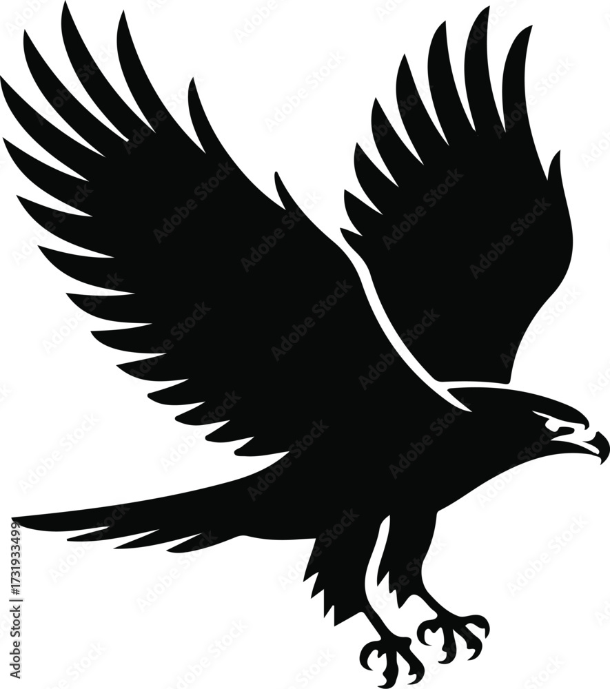 Fototapeta premium Eagle flying silhouette vector illustration symbol of freedom and wildlife