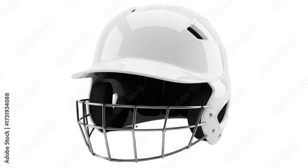 Naklejka premium White baseball batting helmet for safety isolated PNG with Transparent Background