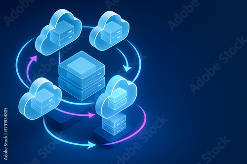 Hybrid Multi-Cloud Architecture with Data Migration Arrows
