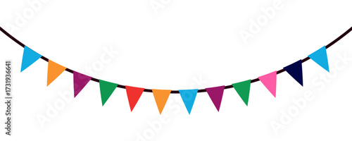 Festive flag garland vector illustration. Retro bunting in simple flat style