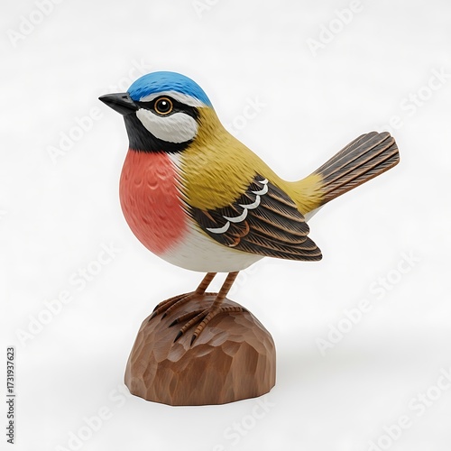 Hand Carved Wooden Bird Figurine.