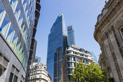 Modern London skyline in the City of London with 22 Bishopsgate and Leadenhall
