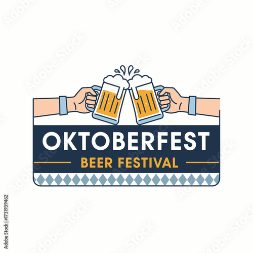 Flat vector oktoberfest beer festival hands holding mug toasting celebrate drink