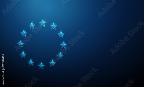Flag of the European Union. Concept of European unity, international cooperation, political identity, community, emblem, symbol of Europe.