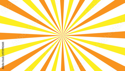 Bright Sunburst Radial Rays in Orange and Yellow Around Center Point