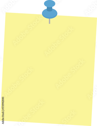 Yellow sticky note with blue push pin