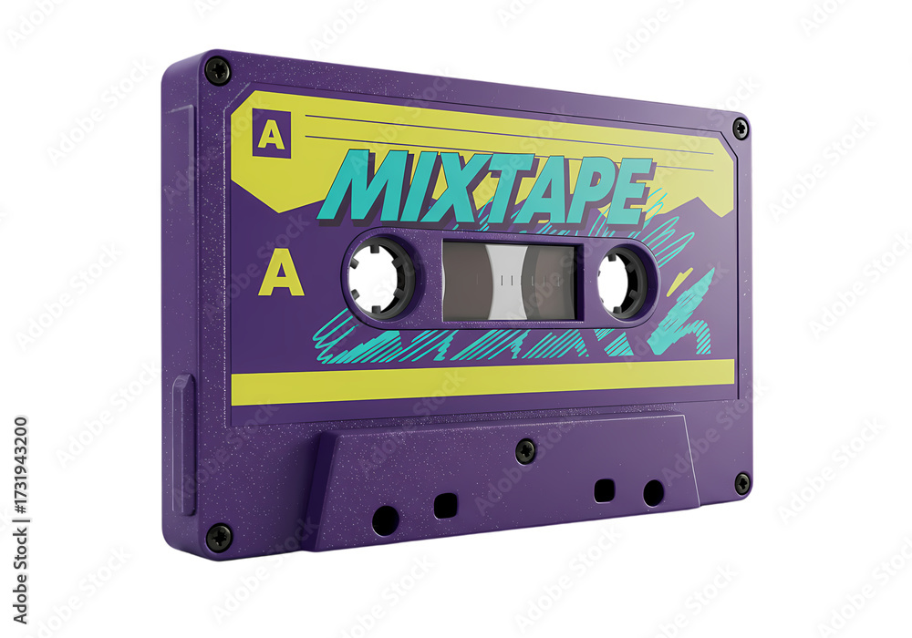 Fototapeta premium Vintage Cassette Tape: 80s Retro Music Design Element