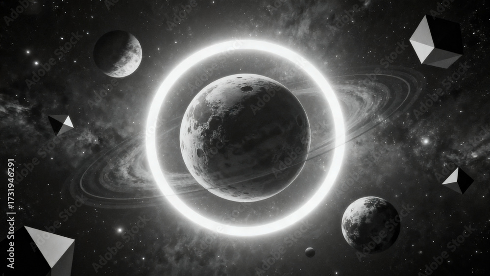 Obraz premium Serene Solar System in Space