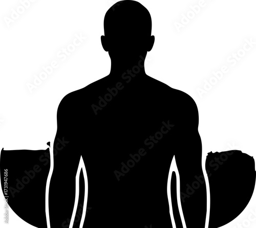 Dynamic silhouette of a person meditating for inner peace and mindfulness, perfect for wellness, yoga, or health concepts and achieving balance in life