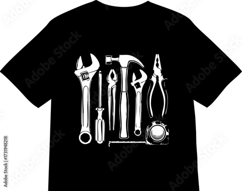 Handyman's essential tools create a bold statement on a t-shirt, perfect for DIY enthusiasts and skilled tradesmen expressing their passion and expertise