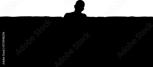 Mysterious silhouette of a person emerging from the depths, hinting at intrigue, transformation, and overcoming challenges with quiet strength