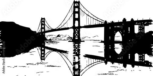 Golden Gate Bridge Silhouette Reflection