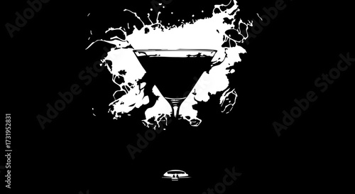 Elegant cocktail explosion with vibrant splash effect, a modern celebration drink for bars, parties, and stylish events; vector origin design