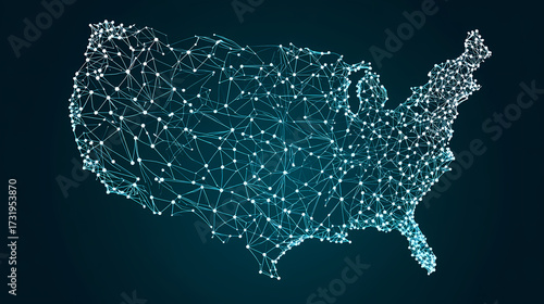 A Modern Vector Map of the United States with Dotted Travel Routes Connecting Major Cities and States for Infographics